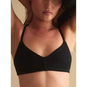 Mate the Label Women's Organic Cotton Triangle Bra Black‎ NEW